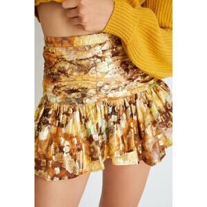 Love Shack Fancy Moe Metallic Flounce Mini Skirt Size 0 Sun Shower